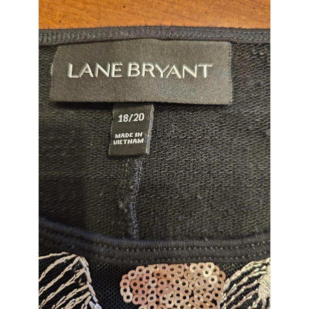 Lane Bryant dress size 18 black embroidered neckline‎ long sleeve MIDI - Picture 4 of 9